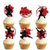 18pcs Black Silhouette Glitter Ninja Dessert Cupcake Topper Warrior Kendo Fitness Sports Theme Decor Supplies Men Boys Happy Birthday Anniversary Party Decorations view 1