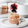 18pcs Black Silhouette Glitter Ninja Dessert Cupcake Topper Warrior Kendo Fitness Sports Theme Decor Supplies Men Boys Happy Birthday Anniversary Party Decorations view 2