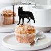 18pcs Black Silhouette Glitter Wolf Dessert Cupcake Topper Wild Animal Theme Decor Supplies Men Boys Happy Birthday Party Decorations view 2