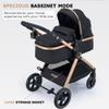 Accombe 2 in 1 Baby Stroller, Convertible Bassinet Pushchair for Infants and Newborns 0-36 Months view 3
