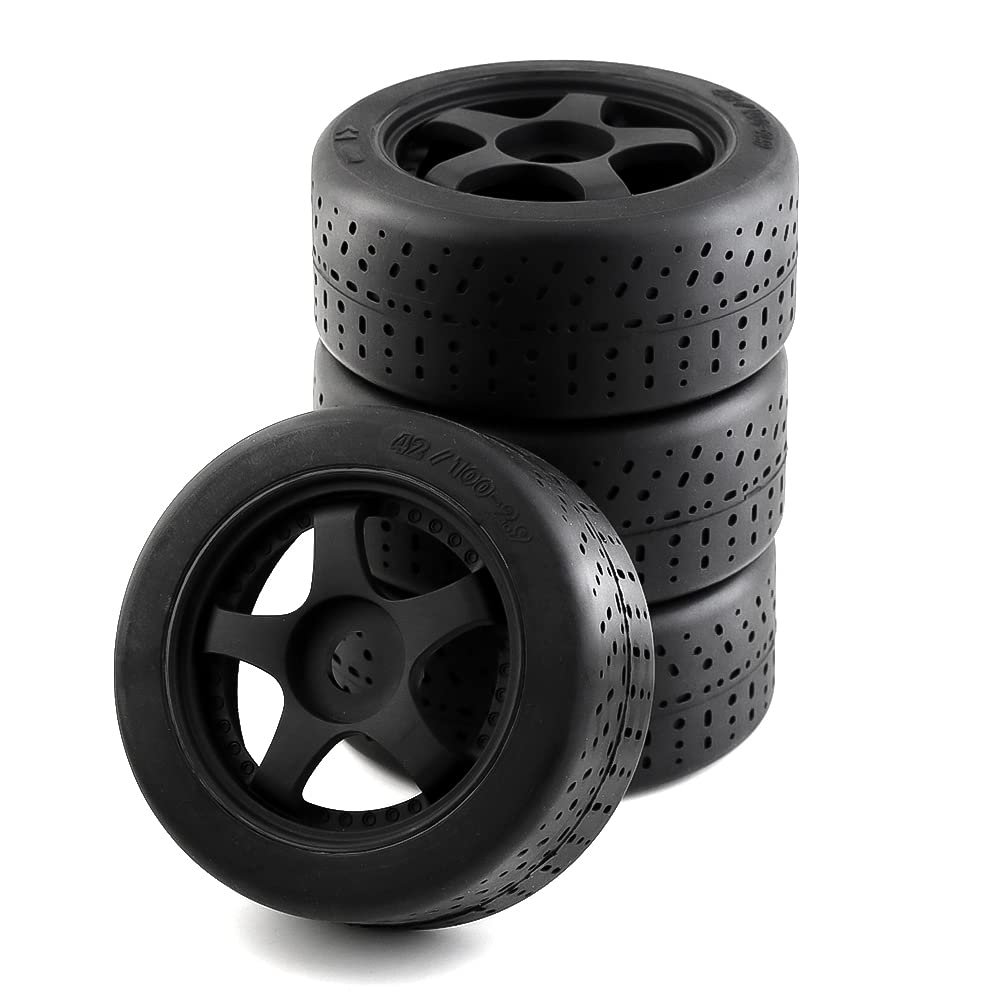 2.9 Belted Rc Tires with Foam Inserts4pcs5-Spoke 17mm Hex 42 Wide diameter102mm for Arrma Felony Infraction 6S BLX Typhon 3S 6S MEGA550 Limitless Roller Please use Glue to Bond Before use