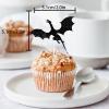 18pcs Black Silhouette Glitter Dragon Dessert Cupcake Topper Pick for Dragons Game Theme Men Boys Happy Birthday Party Decor Supplies Decorations view 2