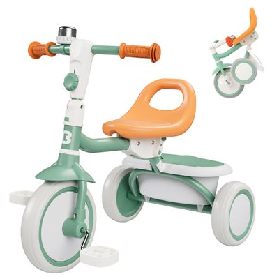 besrey Toddler Tricycle with Bell, Kids Tricycle Age 18 Months to 5 Years, Kids Trike, Toddler Bike for 2-5 Year Olds, Baby Trike, Gifts & Toys for Boys & Girls, Green