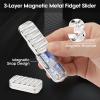 JUDIXY Magnetic Fidget Slider 3 Layer, Fidget Toys Adults for Stress Relief ADHD Anxiety with Click Sound, Portable Desk Fidget Gadget, Gifts for Boyfriend Husband Father (Bright Silver) view 2