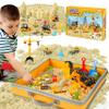 Billeeit Sand Construction Kit with Big Foldable Sandbox and 2.2lbs Moldable Sensory Play Sand, Truck Toys Including Castle Molds and Other Accessories - 36Pc Set for Kids 3+ view 1