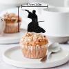 18pcs Black Silhouette Glitter Dessert Cupcake Topper Warrior Kendo Fitness Sports Theme Decor Supplies Men Boys Happy Birthday Anniversary Party Decorations view 2