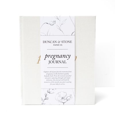120 Pages Pregnancy Journal Book - Linen Cover Pregnancy Memory Book - Flat Lay First Time Mom Journal - Pregnancy Gifts for First Time Moms, Cream