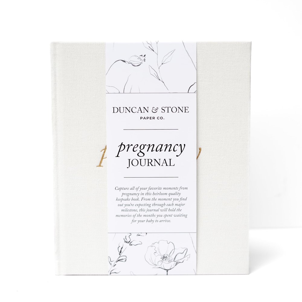 120 Pages Pregnancy Journal Book - Linen Cover Pregnancy Memory Book - Flat Lay First Time Mom Journal - Pregnancy Gifts for First Time Moms, Cream