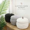 Sea Team Round Cotton Rope Storage Basket with Lid, Decorative Woven Storage Bin, Pot, Caddy, Organizer, Container for Snacks, Towels, Plants (Black, Small/2-Pack) view 3