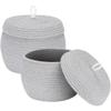 Sea Team Round Cotton Rope Storage Basket with Lid, Decorative Woven Storage Bin, Pot, Caddy, Organizer, Container for Snacks, Towels, Plants (Grey, Small/2-Pack) view 1