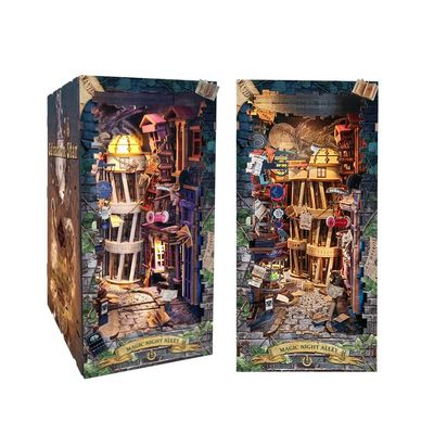 STRUCWOOD Model Kit Wooden Puzzles DIY Bookcase Model Making Crafts Adult/Birthday Creative Gifts(Magic Night Alley)