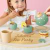 Custom Name Toddler Toys Tea Set for Kids, 15 Pcs Wooden Afternoon Tea Play Set for Little Girls Boys Princess Tea Party Time Toy Kitchen Pretend Play, Gifts for Daughter Son view 3