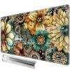 JANENFNA TCG Playmat with Card Zones 24 x 14in with Free Storage Bags Mousepad Compatible for MTG Trading Card Game Play Mats Smooth Rubber Surface Board Game Mat, Various Flowers Paisley view 1