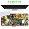 JANENFNA TCG Playmat with Card Zones 24 x 14in with Free Storage Bags Mousepad Compatible for MTG Trading Card Game Play Mats Smooth Rubber Surface Board Game Mat, Various Flowers Paisley view 2