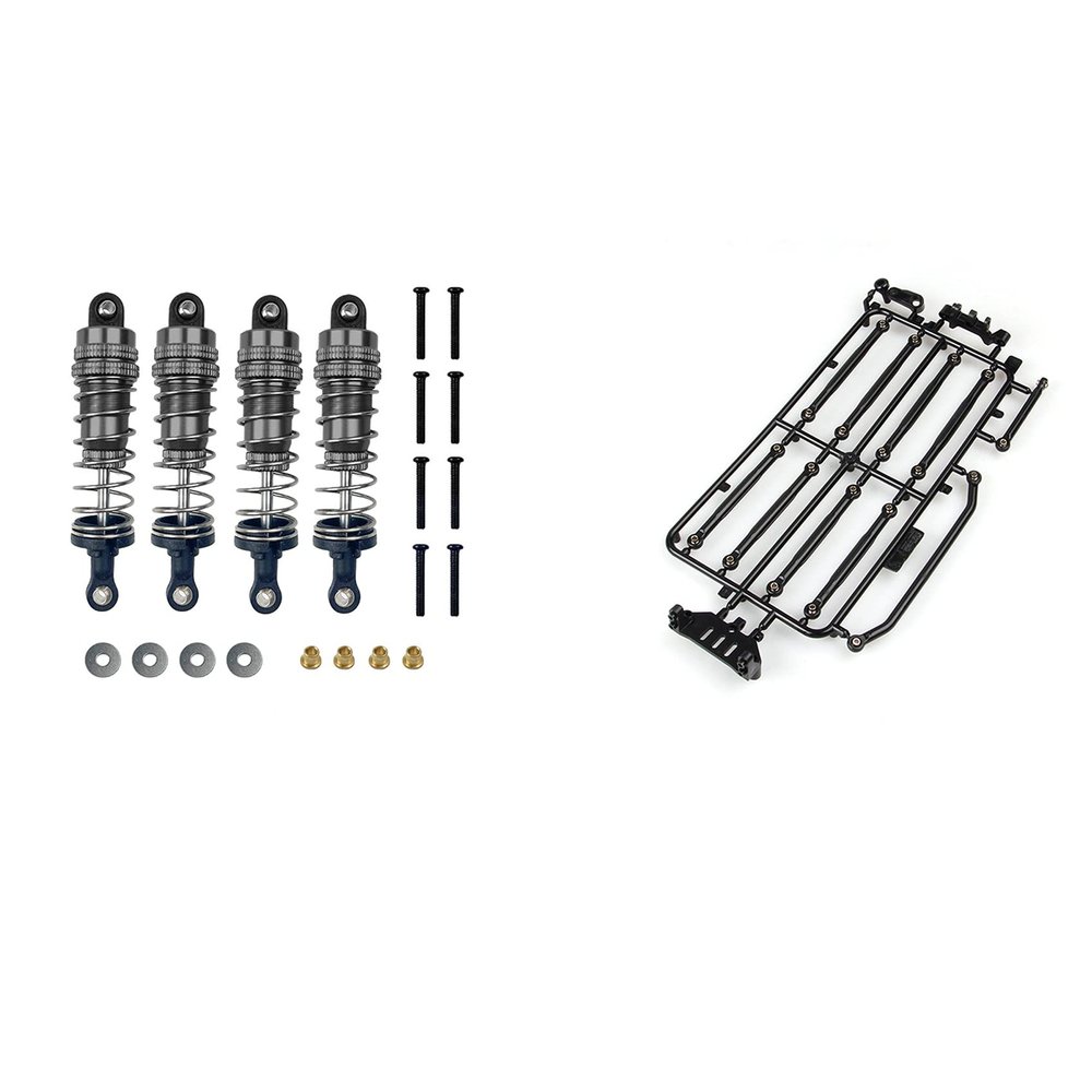 Viodmss 2 Set RC Car Part: 1 Set Metal Damper & 1 Set Pull Rod Link Steering Rod Servo Arm