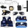 8 Pcs Kids Police Costume Set Police Vest Hat Prop Toys Police Officer Dress Up for Boys Police Career Day Halloween Party view 2