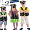 8 Pcs Kids Police Costume Set Police Vest Hat Prop Toys Police Officer Dress Up for Boys Police Career Day Halloween Party view 3