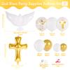 First Communion Decorations Balloons Set 145pcs God Bless White Gold Baptism Balloons Arch for First Holy Communion Decorations Christening Baptism Party Supplies view 2