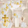First Communion Decorations Balloons Set 145pcs God Bless White Gold Baptism Balloons Arch for First Holy Communion Decorations Christening Baptism Party Supplies view 4