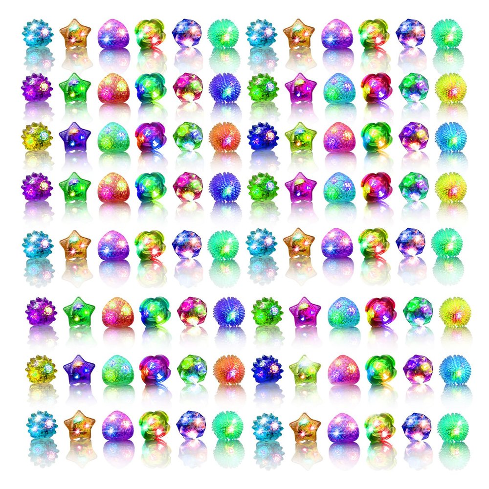 Party Favors 48 Pcs Light Up Rings, Glow In The Dark Party Supplies, 6 Style Flashing Glow In The Dark Rings for Adults & Kids, LED Ring for Birthday Party Favors, Concert, Raves, Halloween, Christmas