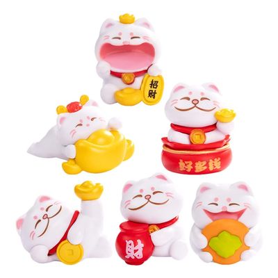 VANZACK 6pcs Miniature Cat Figurines Cute Resin Statues for Desktop Decoration for Home Office and Landscape Garden Decor for Cat