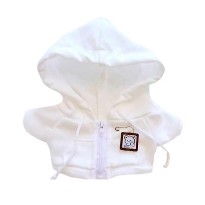 niannyyhouse 10cm~15cm 20cm Plush Doll Clothes Hoodie Cardigan Jacket Soft Stuffed Plush Toy Dress Up (White 20cm)