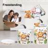 Clastyle 45L Large White Jungle Animals Elephant Kid Laundry Hamper with Handle Collapsible Lion Koala Giraffe Clothes Toy Storage Basket with Lid for Nursery view 3