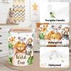 Clastyle 45L Large White Jungle Animals Elephant Kid Laundry Hamper with Handle Collapsible Lion Koala Giraffe Clothes Toy Storage Basket with Lid for Nursery view 4