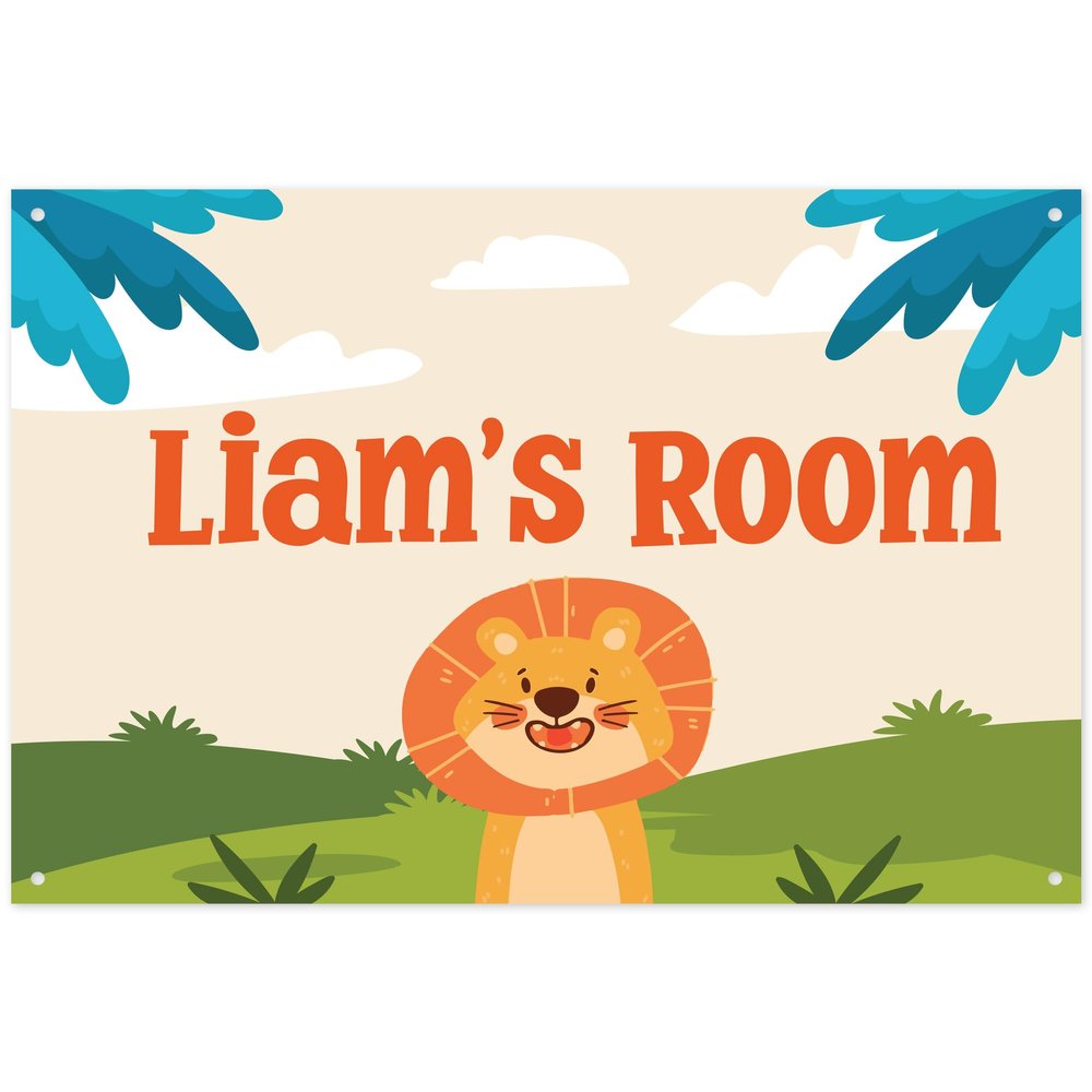 Customized Kid Room Sign, Personalized Name For Nursery Room, Bedroom Lion Wall Decor Sign, 14x20 Inches, Rust Free ACM, Fade Resistant, Made in USA by My Sign Center