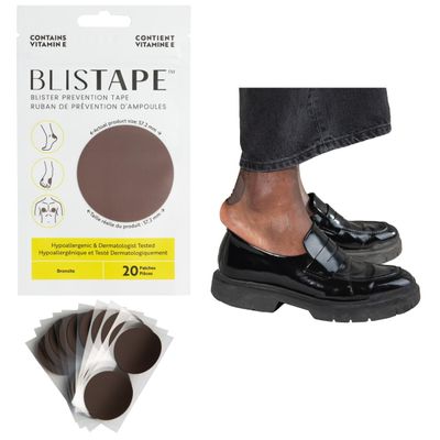 Blistape Blister Prevention & Chafe Protection Patches for Feet, Heels, and Toes Protects Skin from Shoe Rubbing, Hot Spots & Friction Hypoallergenic, Vitamin E Adhesive, 20 Pack, Made in USA