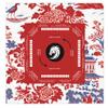 Generic Red Mahjong mat, Red and blue Chinoiserie Design, Chinoiserie Style Tablecloth, size 55.1"" by 55.1"", Mahjong Chinoiserie with instructions view 1