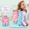 12" Girls Baby Doll Daisy Theme Backpack Carrier Playset,12 Inch Reborn Baby Dolls With Accessories And Clothes Set Toy Stuffs Pink Hanky Diaper Bottle Nipple And Gifts For Baby Toddler Age 3+ view 4