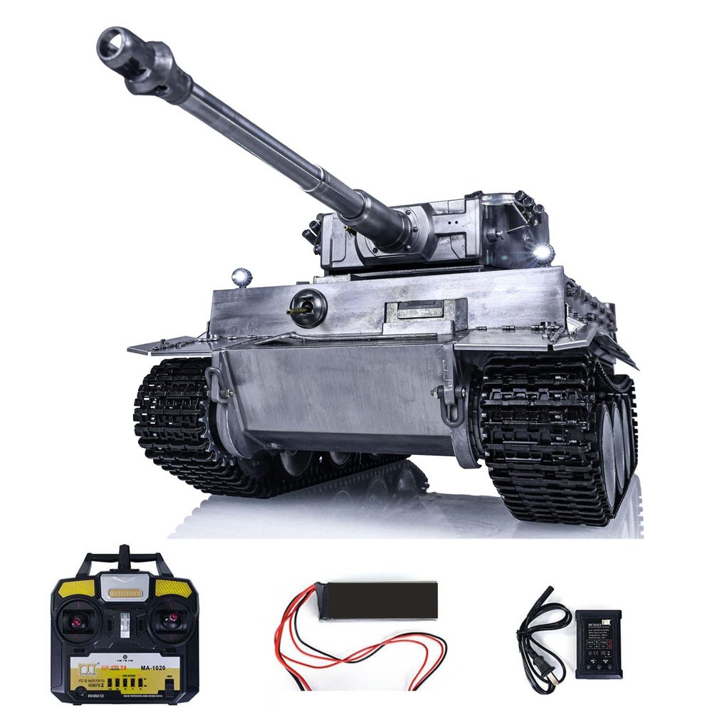wheelfun 1/16 Scale Mato RC Tank 100% Metal German Tiger I BB Shooting RTR Tank 1220 360 Rotating Turret for Adult Hobby, TH00641-AMZUS2-S