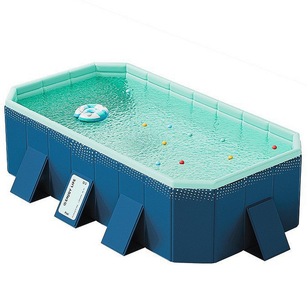 Foldable Non-Inflatable Outdoor Swimming Pool for Kids and Adults - Hard Plastic Shell, Kid Pool for Backyard Dog Pools(Size:6.0 * 4.5 * 1.7FT)