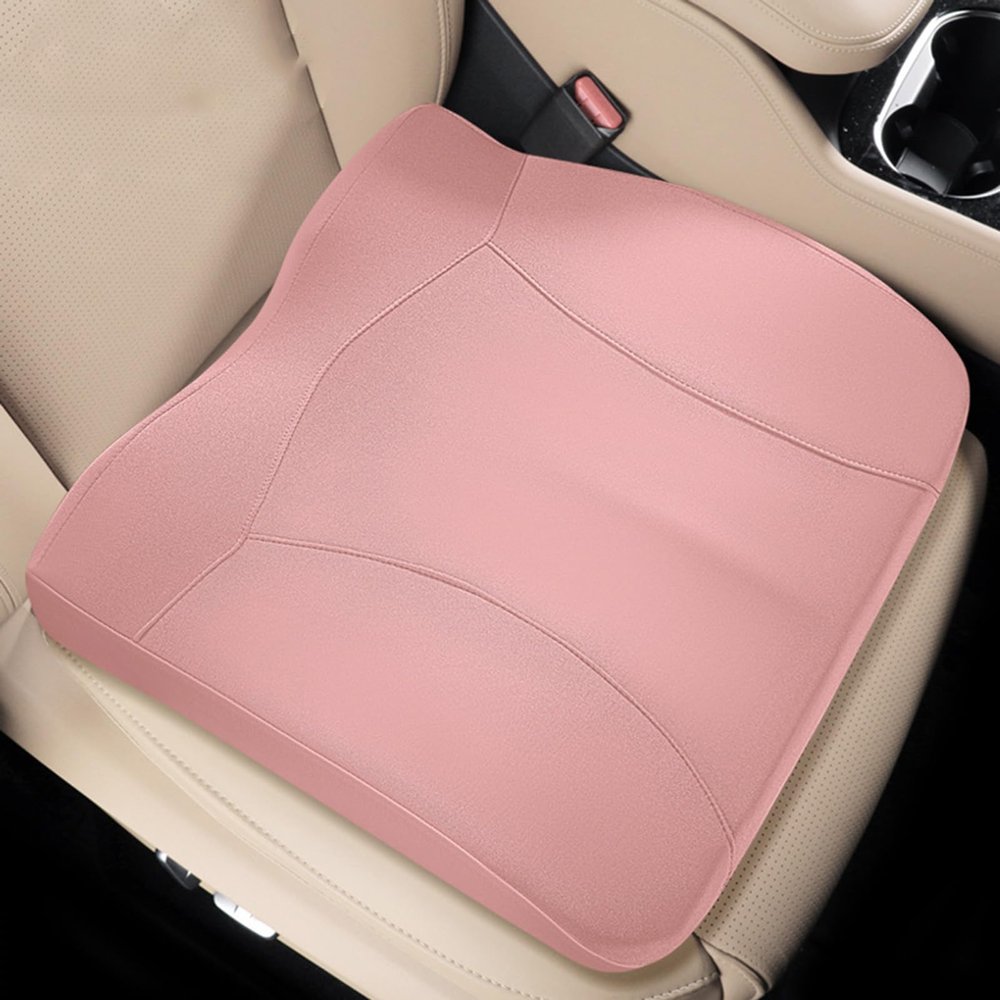 AVSMGP Seat Cushion for Car Car Booster Seat Cushion for Driver Hip Pain Raised Memory Foam Height Seat Protector Washable Cover for Short People Pad Mats,Pink