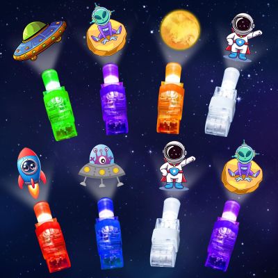 24PCS Party Favors LED Finger Lights, Glow in the Dark Light Up Toys Gifts Bulk for Kids Boy Girl Birthday Goodie Bags Stuffers Party Decorations Back to School Party Classroom Prizes (space001)