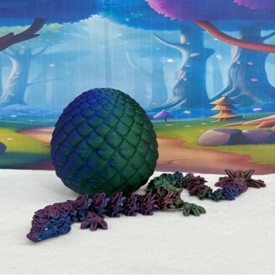 Orchid Dragons, 3D Printed Orchid Dragon with Dragon Egg, 12" Tri Color Silk Orchid Dragon, Fidget Toy for Autism ADHD (Red Green Blue)