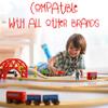 KipiPol Wooden Train Tracks Set - 52 pcs+Bonus Railroad Map Compatible W All Major Wooden Railway Toy Brands Including: Thomas The Train Track Set, Brio Train, Melissa and Doug Train Set for Kids 3+ view 4