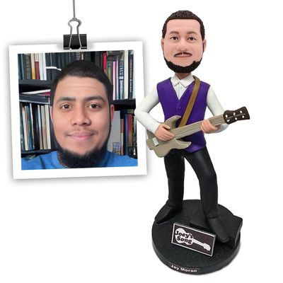 Custom Bobbleheads Figures Personalize for Parents Friends Colleagues on Occasions Like Father's Day Mother's Day Birthdays Weddings Anniversaries Christmas and Valentine's Day (Guitar included)