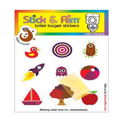 Color Change Target Stickers Kids Pack with Applicator Tool. Aiming Stickers for Potty Training & Toilet Training. Change Color on Target Hit.
