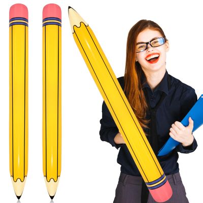 2 Pieces 44 Inch Giant Inflatable Pencils Balloon Back to School Dimensional Pencils Balloon Graduation Party Decoration for Back to School Classroom Garden Room Birthday Party Decorations