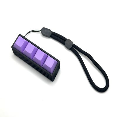 Bubble Base Four-Button Clicky Mechanical Switch Fidget Toy | Stim Toy, Stress Relief, ADHD (Black Base, Lavender Keycaps)