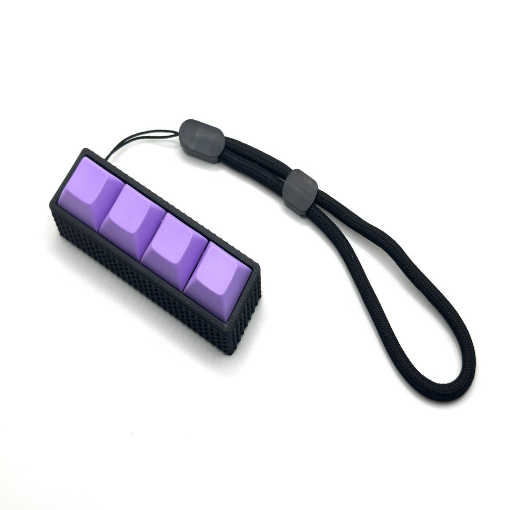 Bubble Base Four-Button Clicky Mechanical Switch Fidget Toy | Stim Toy, Stress Relief, ADHD (Black Base, Lavender Keycaps)