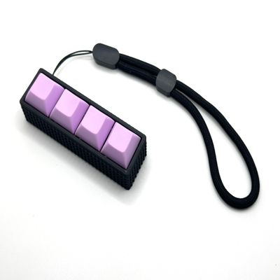 Bubble Base Four-Button Clicky Mechanical Switch Fidget Toy | Stim Toy, Stress Relief, ADHD (Black Base, Light Purple Keycaps)