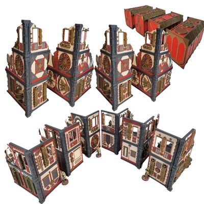 Factory Ruins Competitive Full Table Set fits 40k and other war games. Wargaming Tabletop Scatter Terrain & Modular Scenery for 28mm and 32mm games.