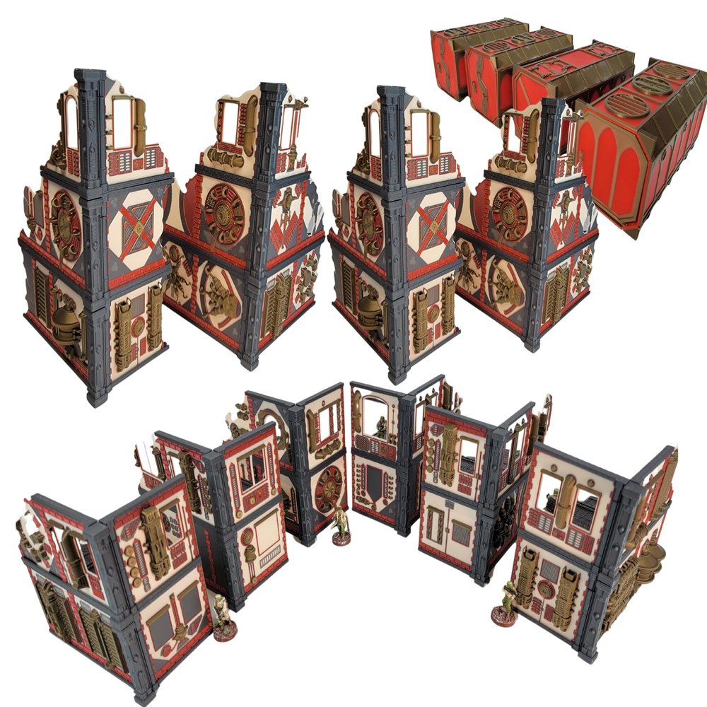 Factory Ruins Competitive Full Table Set fits 40k and other war games. Wargaming Tabletop Scatter Terrain & Modular Scenery for 28mm and 32mm games.