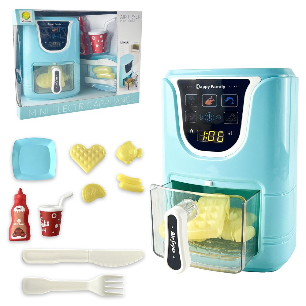 Richgv Kids Play Kitchen Air Fryer with Color Changing Play Food, Pretend Play Kitchen Cooking Accessories Toys for Kids Girls Boys Age 3-6