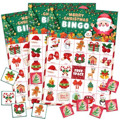 OHOME Christmas Games | Xmas Bingo for Kids - 24 Players Christmas Crafts Activities Party Favors Supplies for Families - Xmas Gifts Bulk for Boys Girls Grandkids | Stocking Stuffers for Kids Toddler