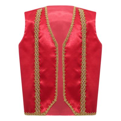 Choomomo Kids Boys Prince Uniform Vest Halloween Arabian Golden Lace Waistcoat Street Rat Dressy Top Burgundy 12 Years