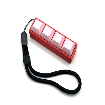 Four-Button Clicky Mechanical Switch Fidget Toy | Stim Toy, Stress Relief, ADHD (Red Base, Light Pink Keycaps)